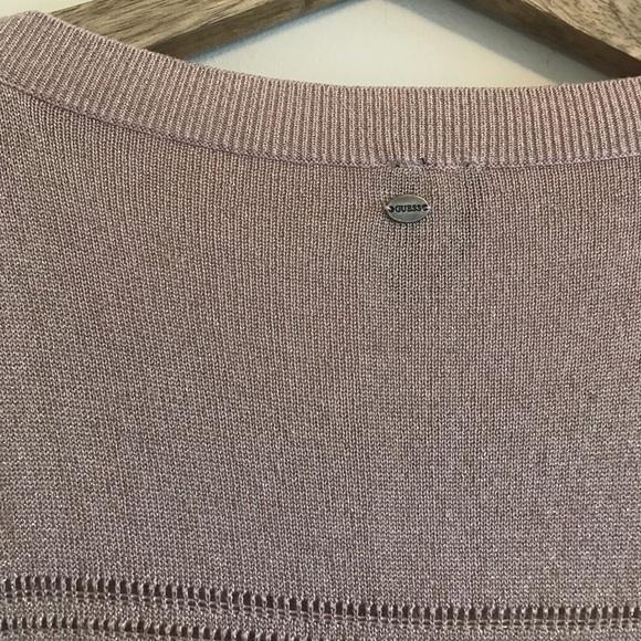 Guess Rose Gold Glitter High Low Sweater - Picture 6 of 7